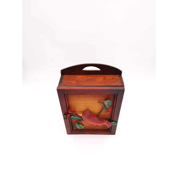 Cardinal Wooden Key Holder Box Wall Decor or Tabletop Rustic Cabin - Picture 3 of 10